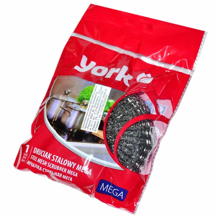 Губка для посуды York Mega стальная 1шт 0303 к/у