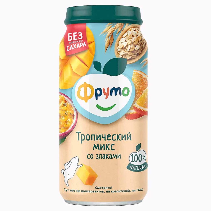 Пюре ФрутоНяня тропический микс-мультизлак 8+ 250гр ст/б