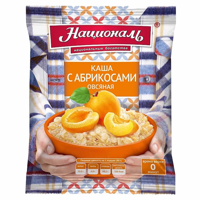 Каша овсяная Националь с абрикосом 40гр м/у
