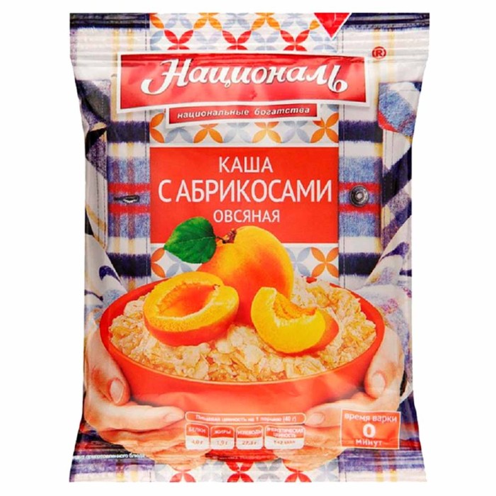 Каша овсяная Националь с абрикосом 40гр м/у