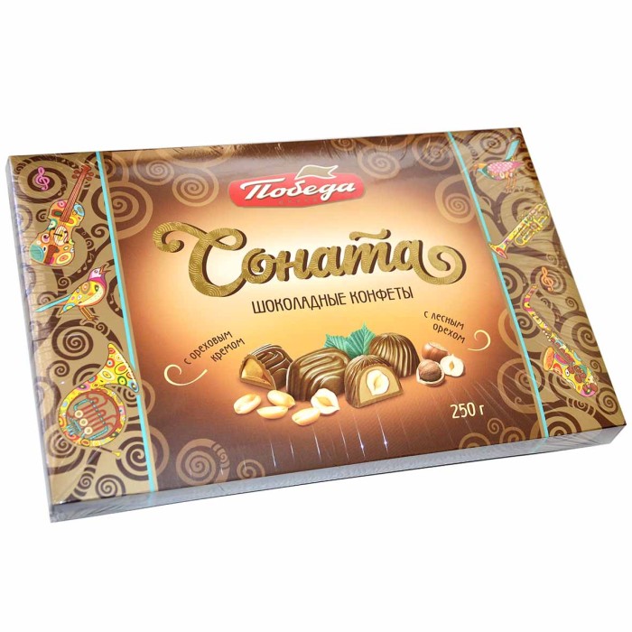 Конфеты Победа Соната с лесныи орехом и кремом 250гр к/у