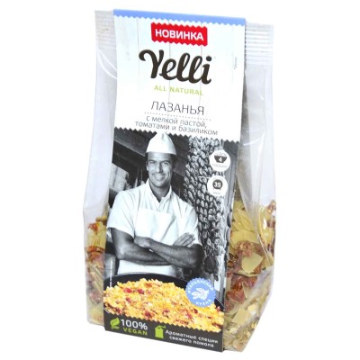 Лазанья Yelli с мелкой пастой,томатами и базиликом 150гр м/у