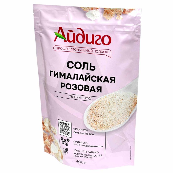 Соль Айдиго гималайская розовая 400гр д/п