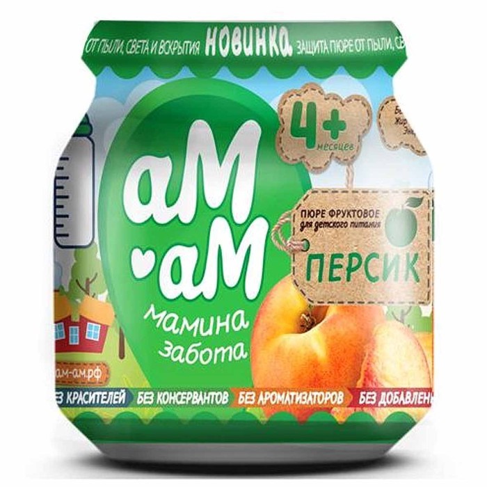Пюре Ам-ам из персиков с 4мес 90гр ст/б
