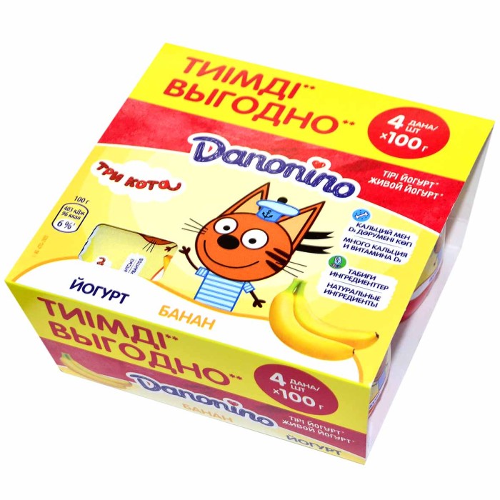 Йогурт Danonino банан 3% с 3лет 4*100гр пэт