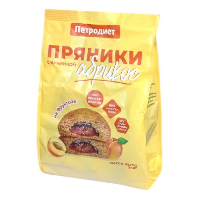 Пряники Петродиет абрикос на фруктозе 340гр м/у