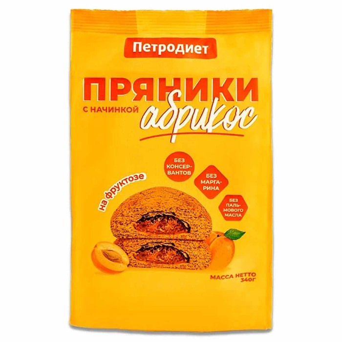 Пряники Петродиет абрикос на фруктозе 340гр м/у