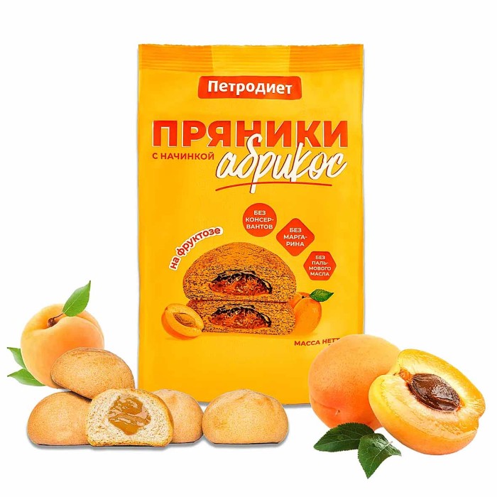 Пряники Петродиет абрикос на фруктозе 340гр м/у