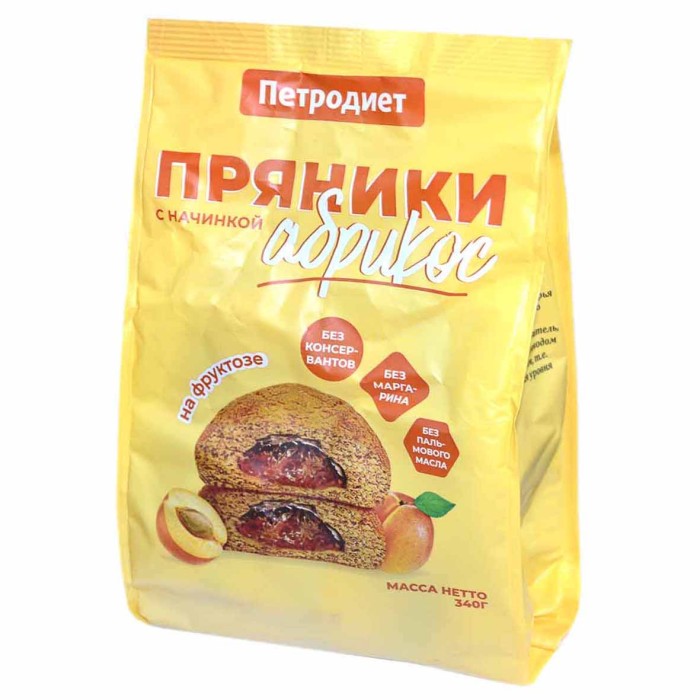 Пряники Петродиет абрикос на фруктозе 340гр м/у