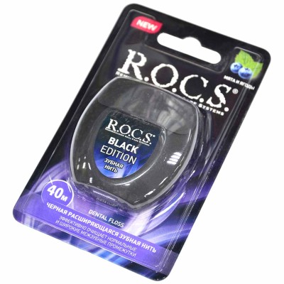 Нить зубная R.O.C.S. Black Edition расширяющаяся 40м