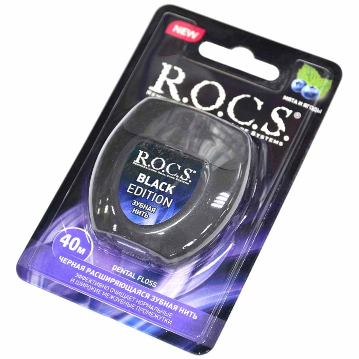 Нить зубная R.O.C.S. Black Edition расширяющаяся 40м
