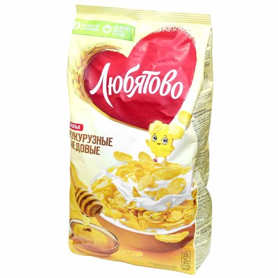 Завтрак готовый Любятово хлопья кукурузные медовые 250гр м/у