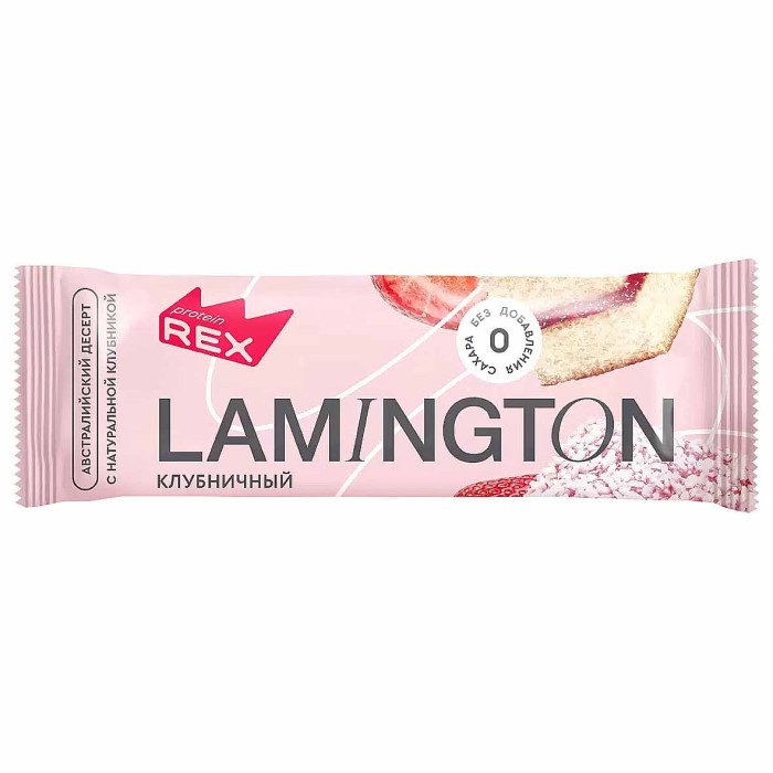 Пирожное протеиновое ProteinRex Lamington Клубничный 50гр м/у