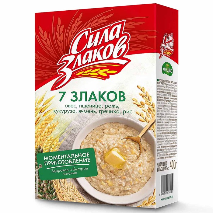 Хлопья Кунцево Сила Злаков 7 злаков не треб варки 400гр к/у