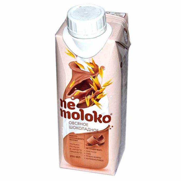 Напиток овсяный Nemoloko шоколадный обогащенный кальцием и витамином В2 0,25л т/п