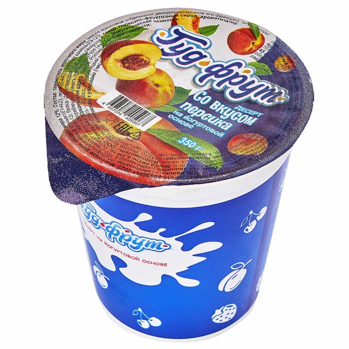 Йогурт Гуд-Фрут со вкусом персика 12% 350гр стакан