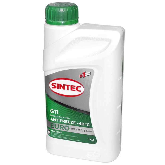 Антифриз Sintec Euro -40 G11 green 1кг пэт