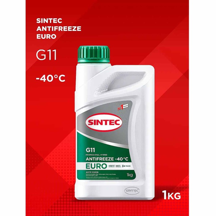Антифриз Sintec Euro -40 G11 green 1кг пэт