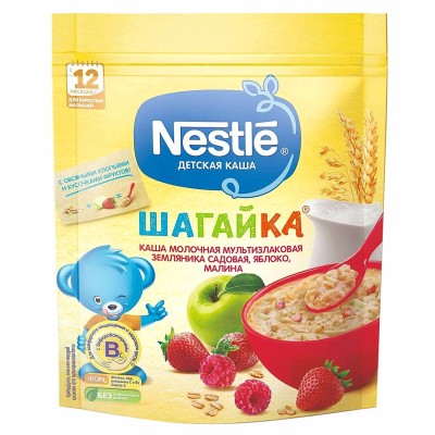 Каша Nestle 5 злаков молочная земляника-малина-яблоко с 12мес 200гр д/п