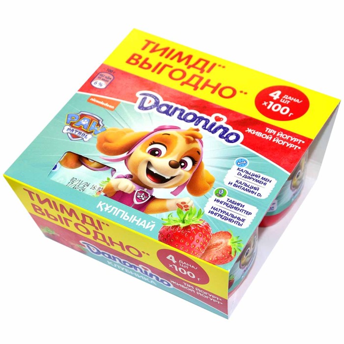 Йогурт Danonino клубника 3% с 3лет 4*100гр пэт