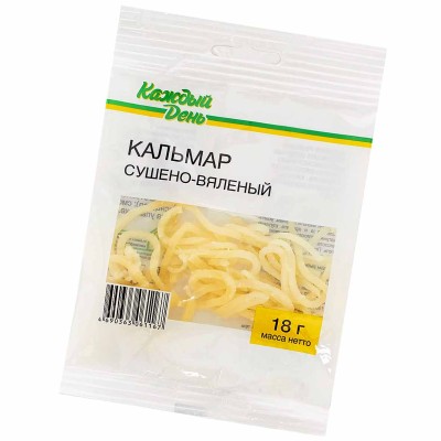 Кальмар Каждый день сушено-вяленый 18гр м/у