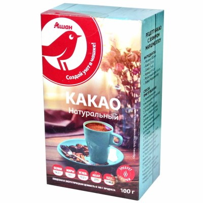 Какао Ашан натуральный 100гр к/у