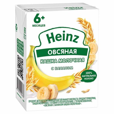 Каша Heinz овсяная банан с 6мес 200мл т/п