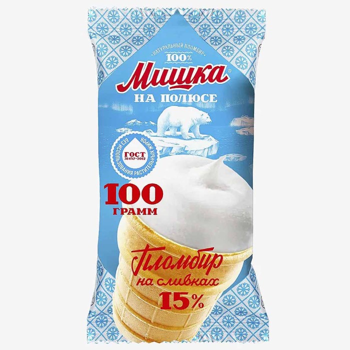 Мороженое Мишка на полюсе Пломбир ванильный стакан 100гр м/у
