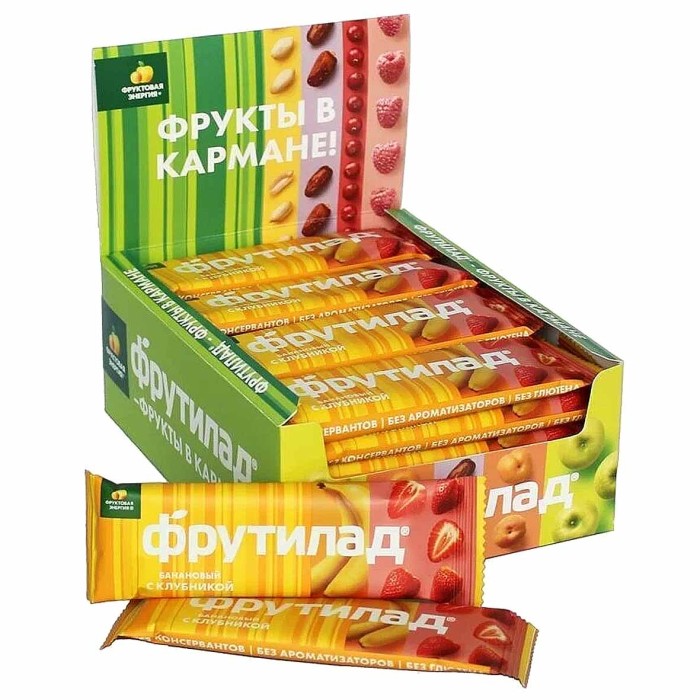 Батончик фруктовый Фрутилад банан-клубника 30гр м/у