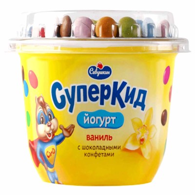 Йогурт СуперКид ваниль-конфеты 2% 103гр пэт