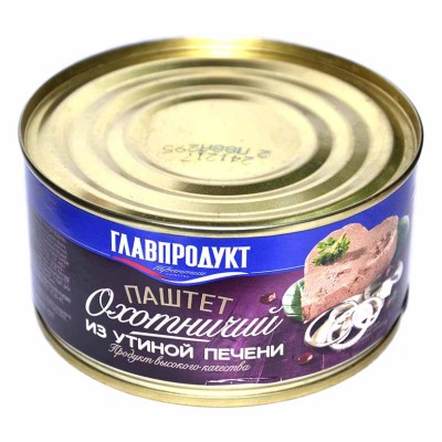 Паштет Главпродукт охотничий с утиной печенью 315гр ж/б