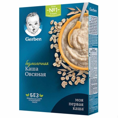 Каша Nestle Gerber овсяная безмолочная с 5мес 180гр к/у