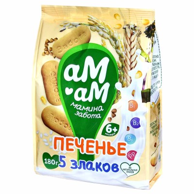 Печенье Ам-Ам 5 злаков с 5 мес 180гр м/у