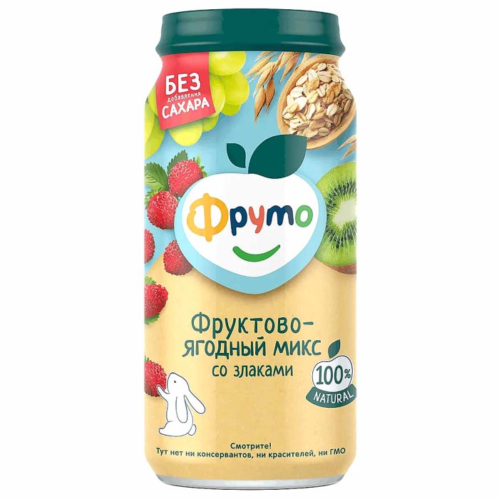 Пюре ФрутоНяня фруктово-ягодный микс с мультизлаками 8+ 250гр ст/б