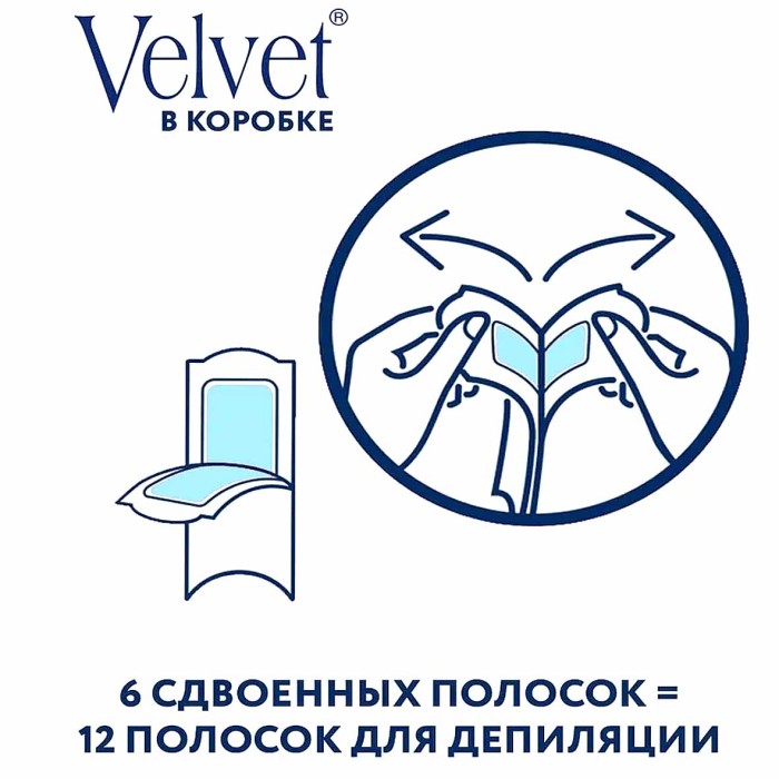 Восковые полоски для деликатных зон Velvet Интимная гигиена 12шт к/у