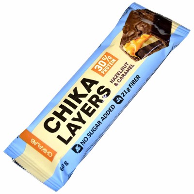 Батончик глазированный Chikalab Chika Layers лесной орех с карамелью 60гр м/у
