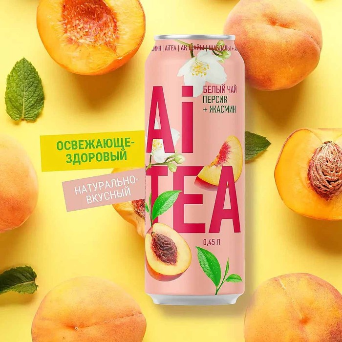 Чай Ai Tea персик-жасмин белый 0,45л ж/б