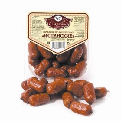 Колбаски Сибирские колбасы Испанские копченные 150гр газ порц