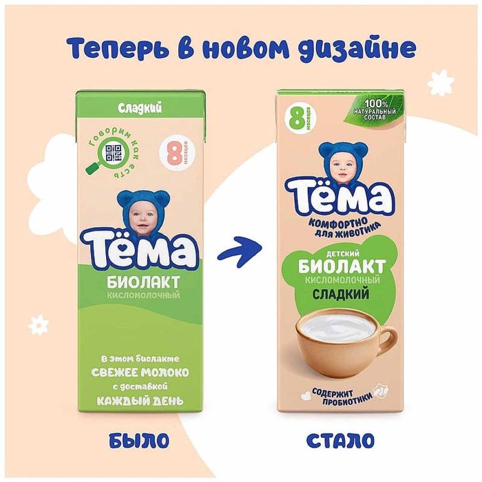Биолакт Тема сладкий 3,2% с 8мес 208мл т/п
