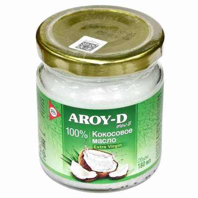Масло кокосовое Aroy-D 180мл ст/б