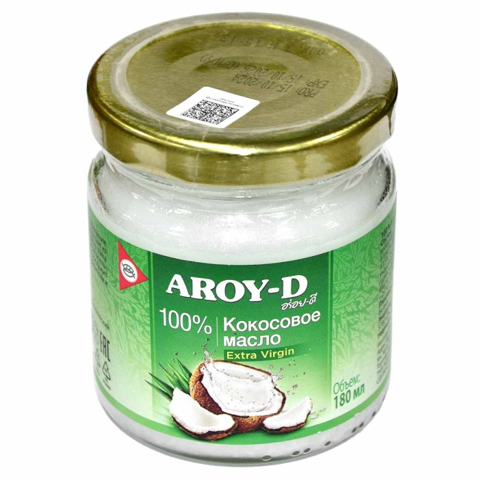 Масло кокосовое Aroy-D 180мл ст/б