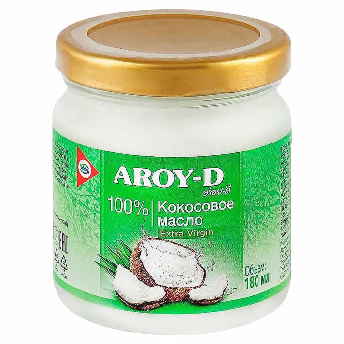Масло кокосовое Aroy-D 180мл ст/б