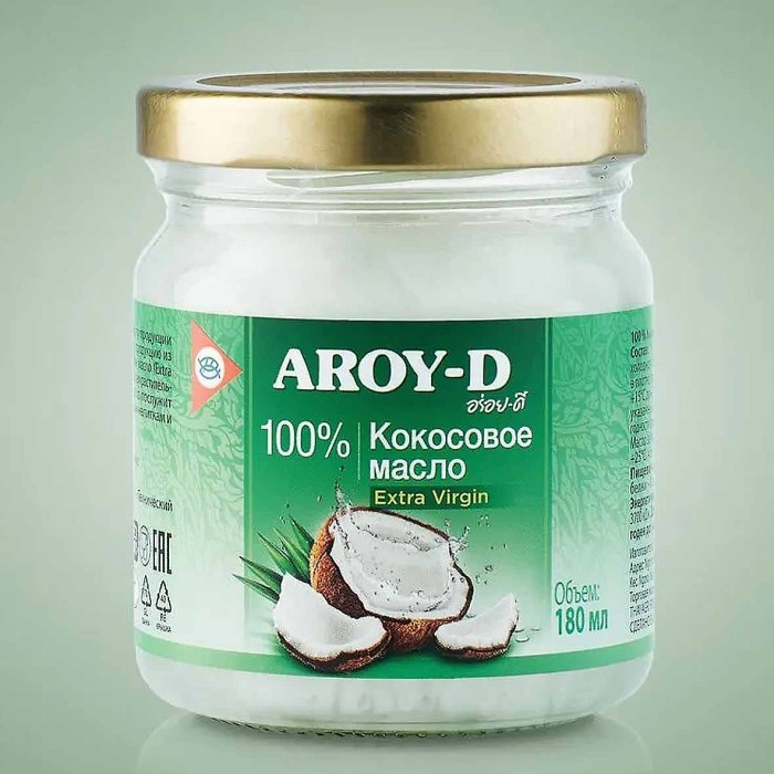 Масло кокосовое Aroy-D 180мл ст/б