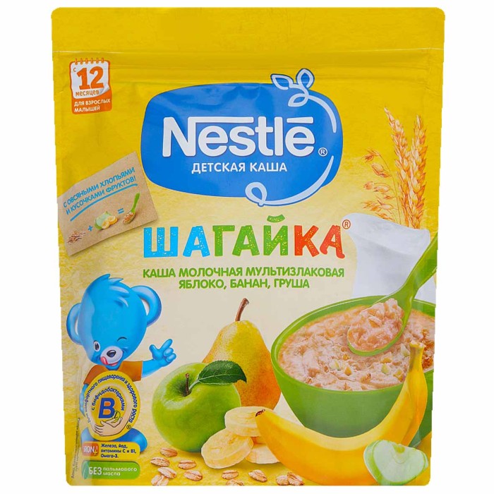 Каша Nestle 5 злаков молочная яблоко-банан-груша с 12мес 200гр д/п