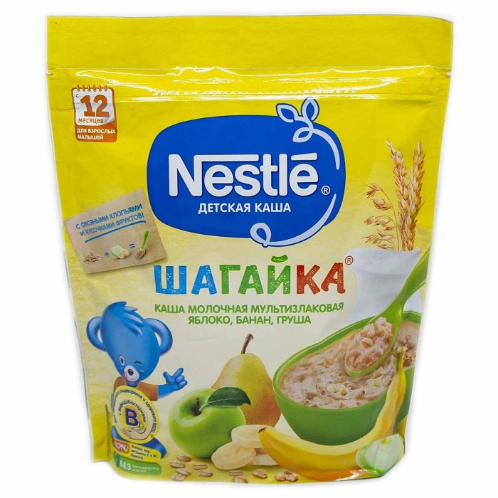 Каша Nestle 5 злаков молочная яблоко-банан-груша с 12мес 200гр д/п