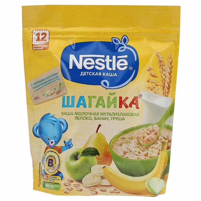 Каша Nestle 5 злаков молочная яблоко-банан-груша с 12мес 200гр д/п