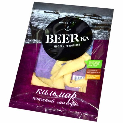 Кальмар BEERka кальмар филе кольца 70гр м/у