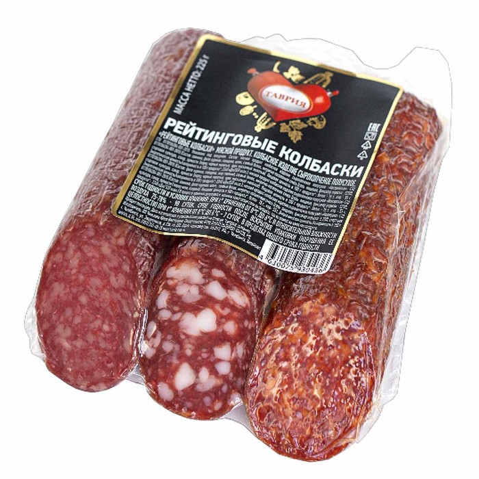 Колбаски рейтинговые Австрийская, Венгерская, Пепперонни с/к в/у 225гр