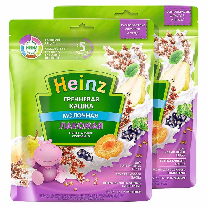 Каша Heinz Лакомая гречневая груша-абрикос-смородина с 5мес 170гр д/п