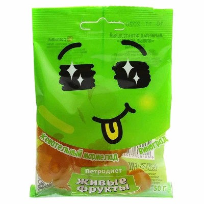 Мармелад жевательный Живые фрукты Виноград на фруктозе 50гр м/у